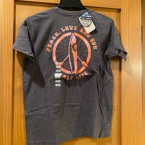 🎩Salt Life Peace Love Sun Salt Washed Dark Gray Paddle Board  T-Shirt NWT